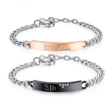 Amor pareja pulseras pulseras y brazaletes de cruz de diamantes de acero inoxidable hombres mujeres joyería con nombre personalizado